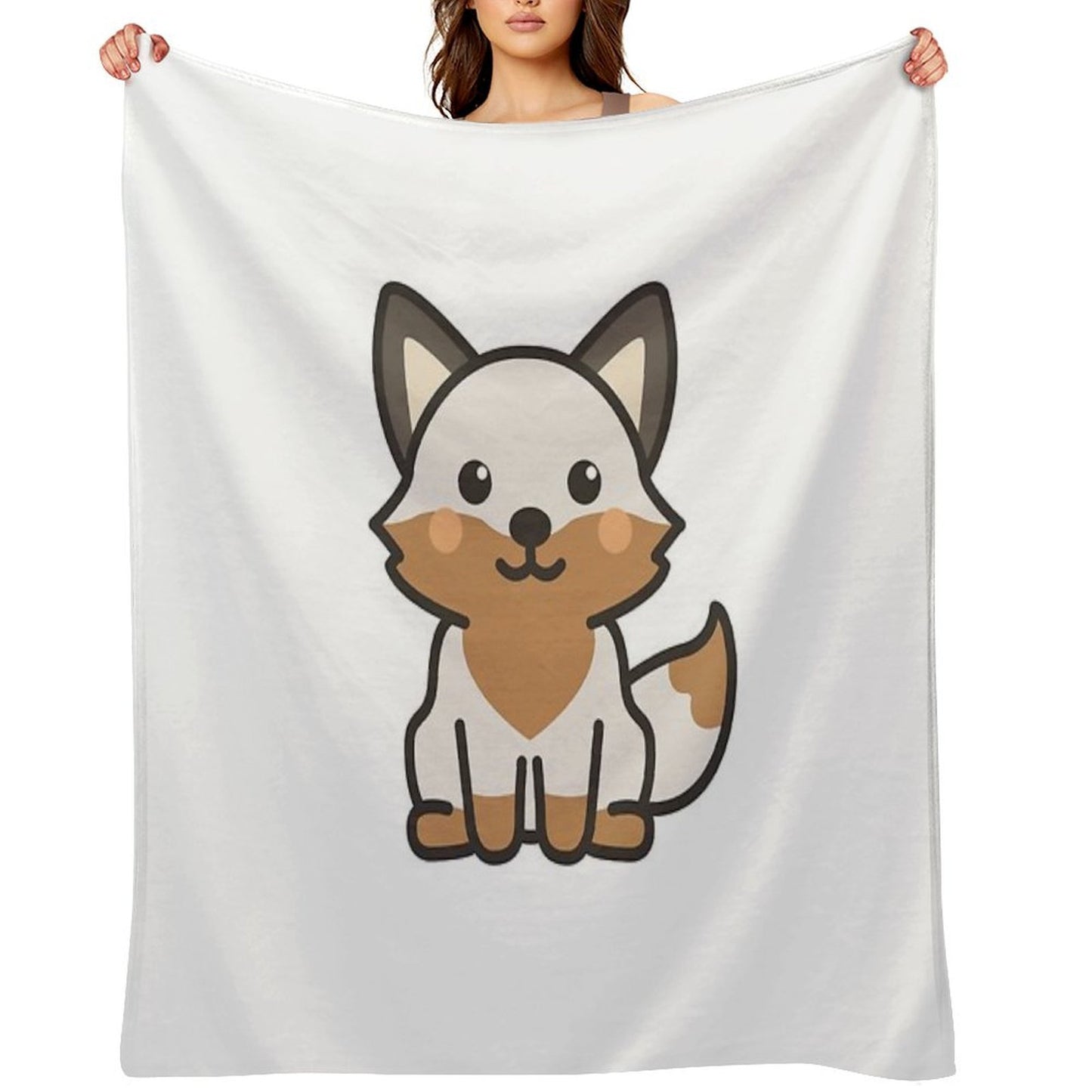 Luna The Grey Fox Throw Blanket