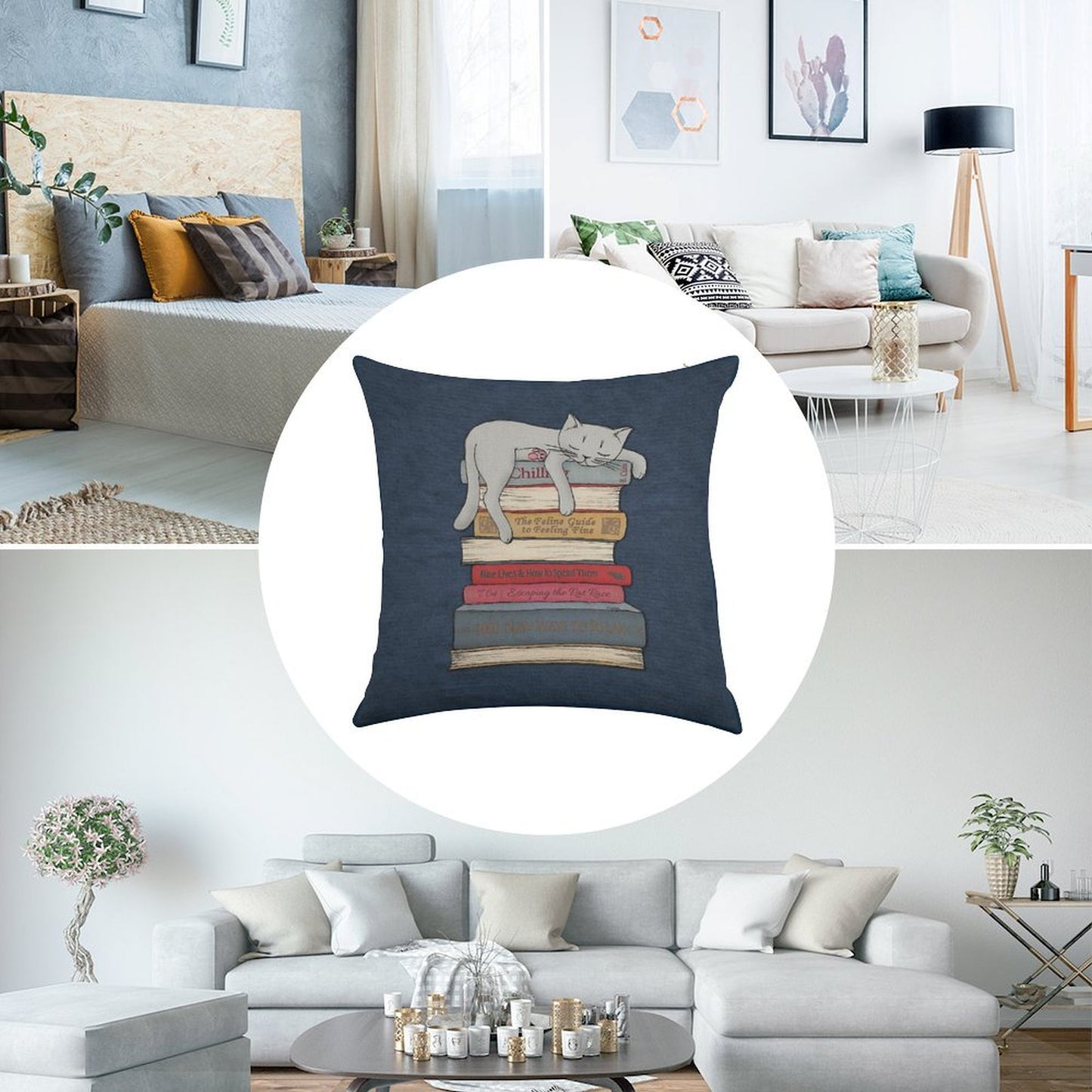 How to Chill Like A Cat Linen Throw Pillow Cover