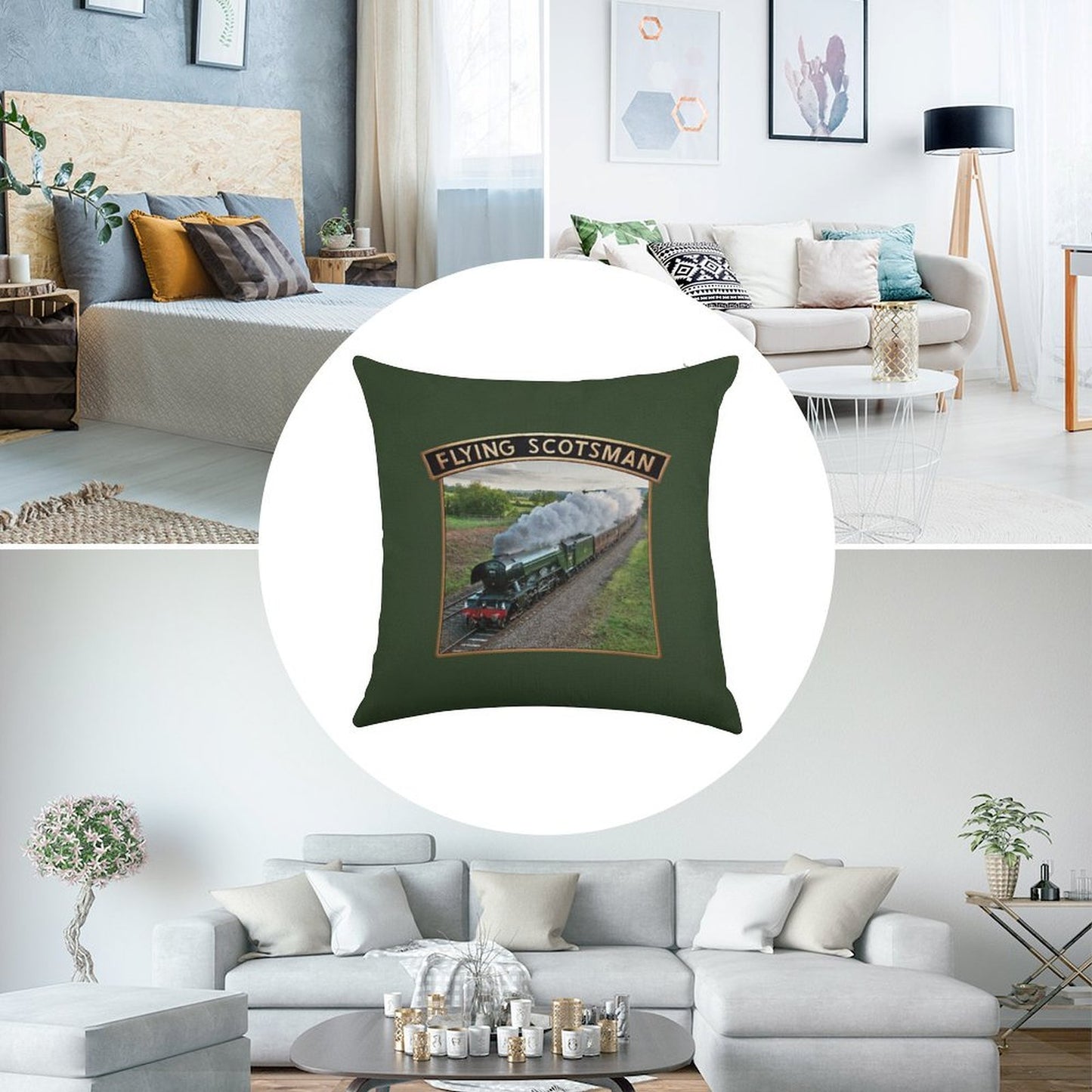 Flying Scotsman And Nameplate Linen Throw Pillow Cover