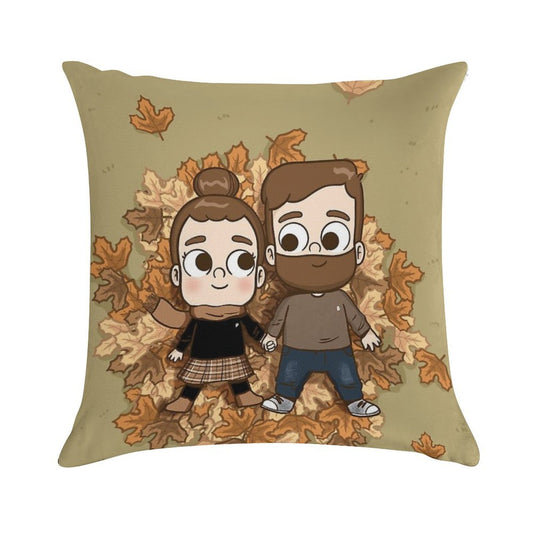 Fall Phone Home - Pibubear Soft Shrink-Resistant Throw Pillow