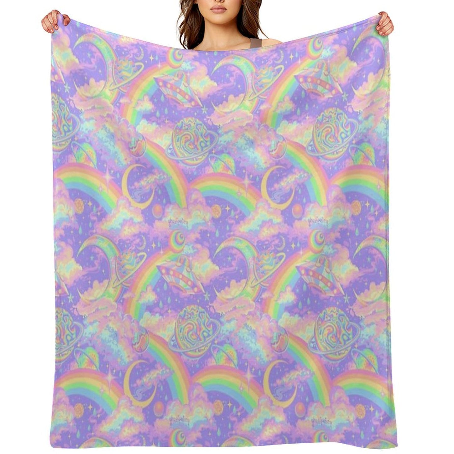 Psychedelic Space Throw Blanket