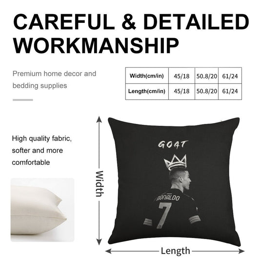 Cristiano Ronaldo Goat Linen Throw Pillow Cover