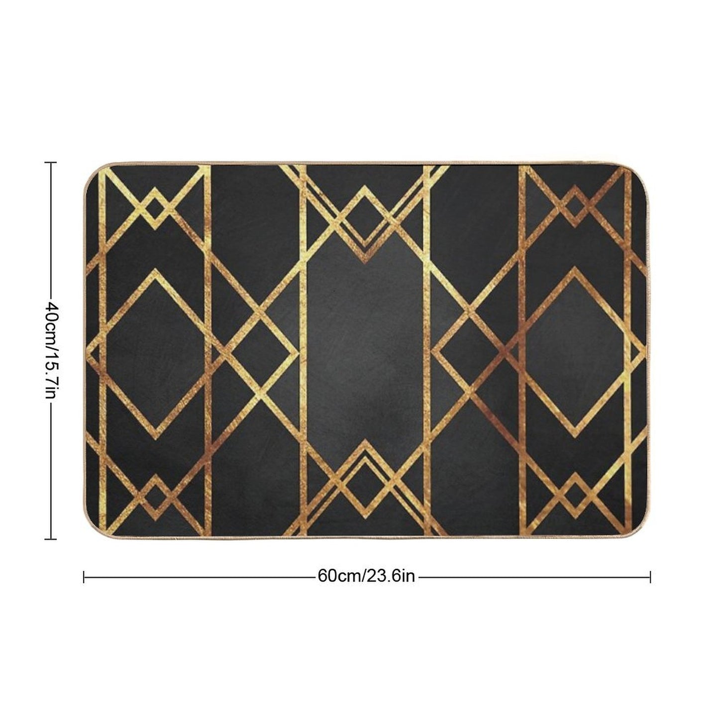 Black Gold Geometric Bath Mat
