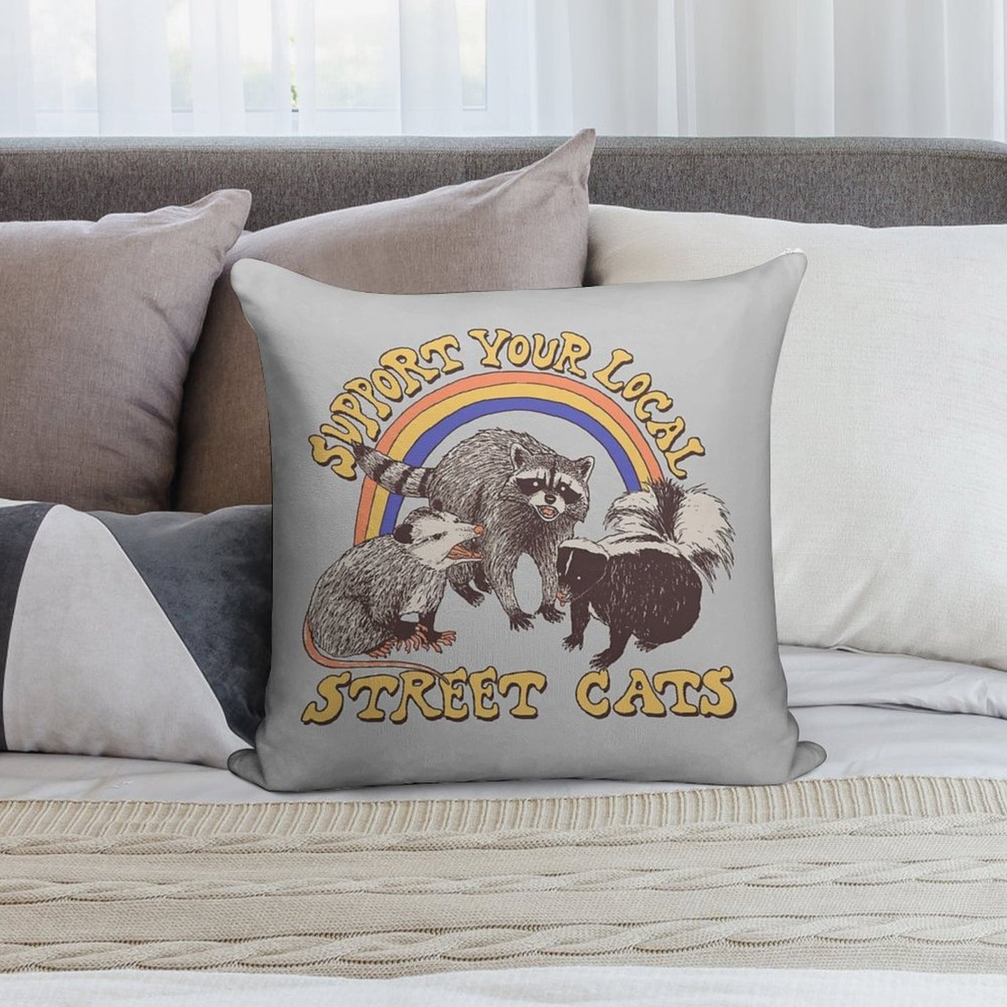 Street Cats Soft Luxury Feel Throw Pillow
