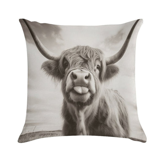 Cheeky Highland Cow Soft Bedroom Essential Throw Pillow