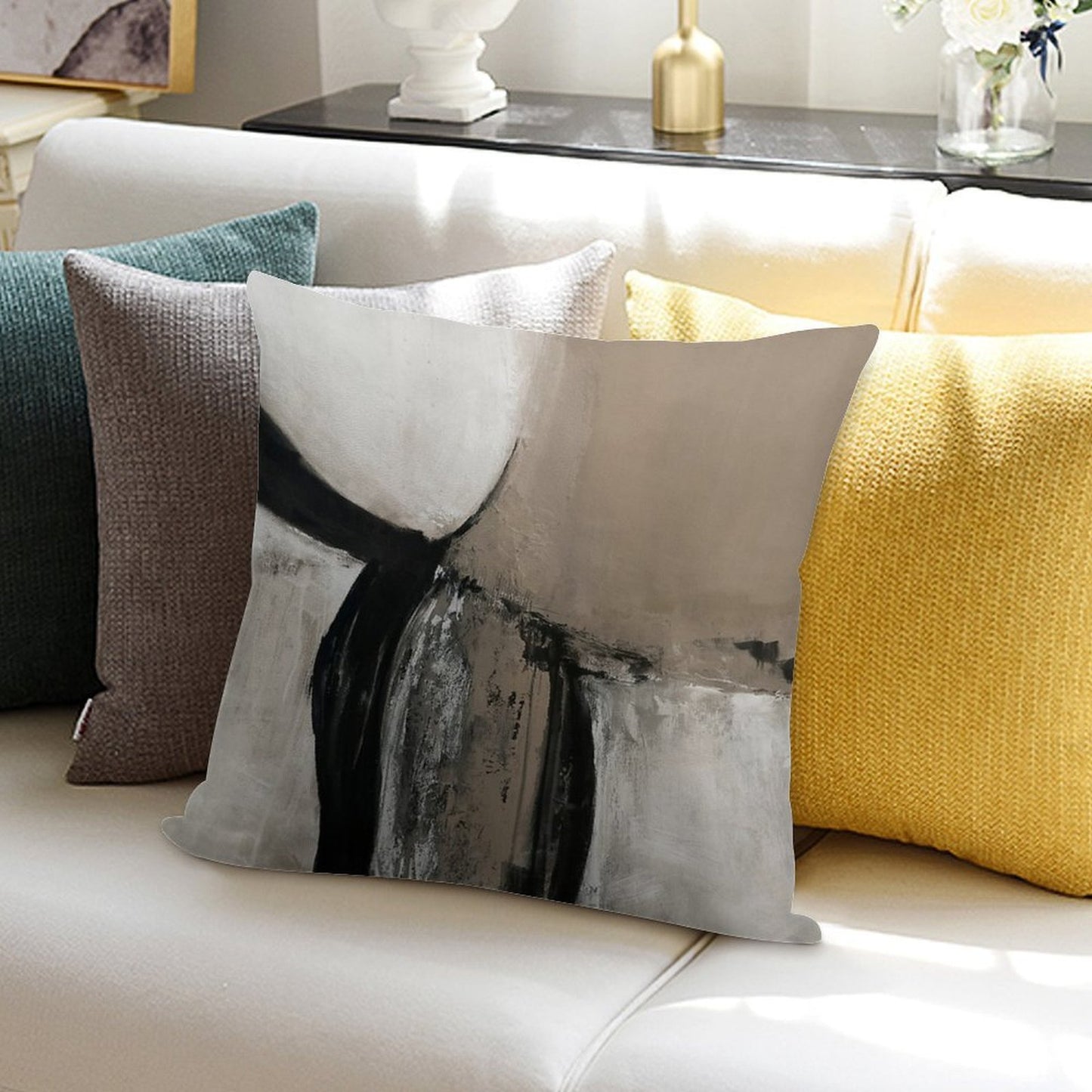 Neutral Abstract Soft Anti-Pilling Throw Pillow