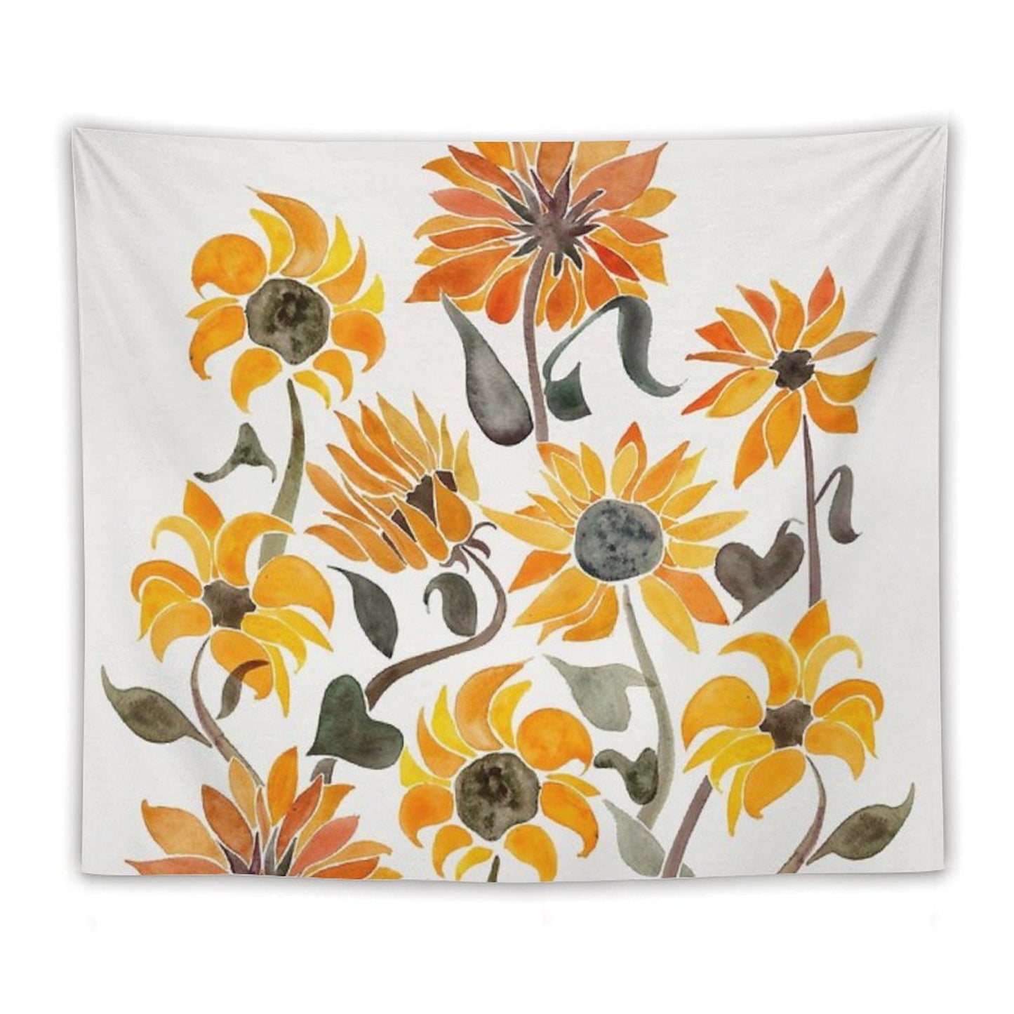 Sunflower Watercolor – Yellow & Black Palette Tapestry