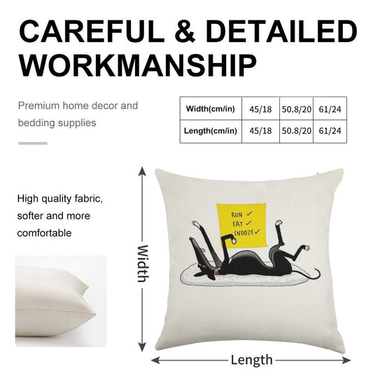 Snoozin' Linen Throw Pillow Cover