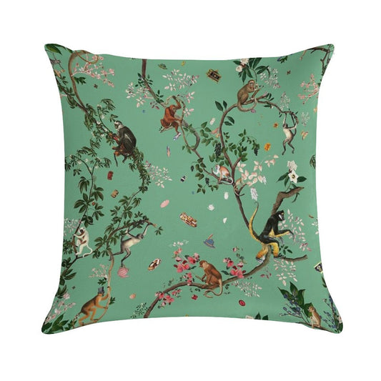 Monkey World Green Soft Warmth Comfort Throw Pillow