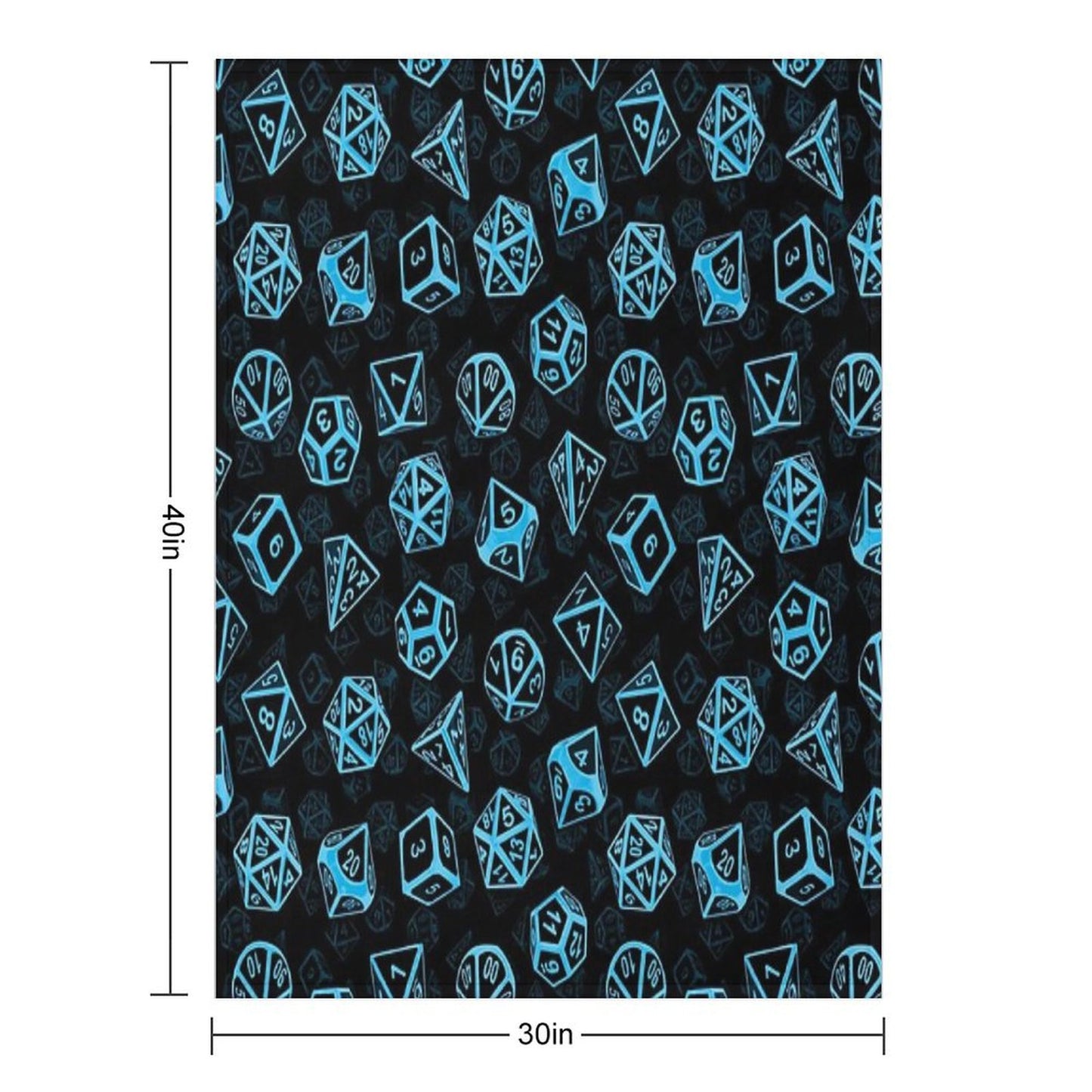 D20 Dice Set Pattern (Blue) Throw Blanket