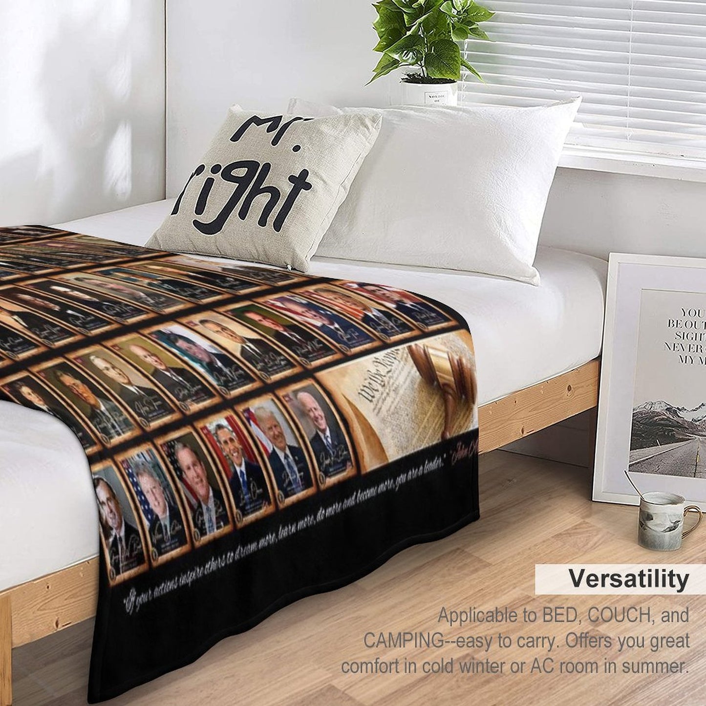 Presidents of The United States of America Horizontal in Full Color Throw Blanket