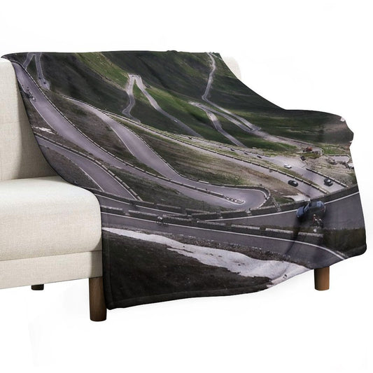 Stelvio Pass Winding Road, Italian Alps Throw Blanket