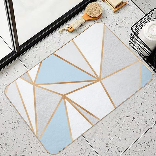 Blue, Grey & Gold Geo Bath Mat