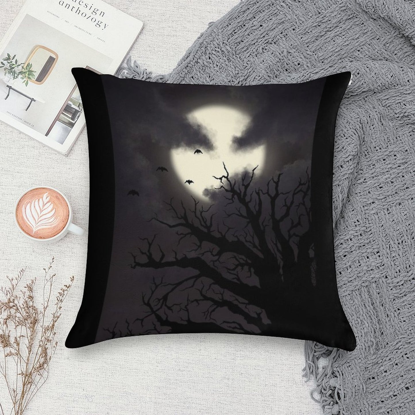 Spooky Night Sky Soft Durable Construction Throw Pillow