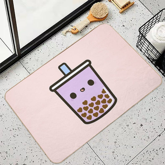 Cute Love Heart Bubble Tea Bath Mat