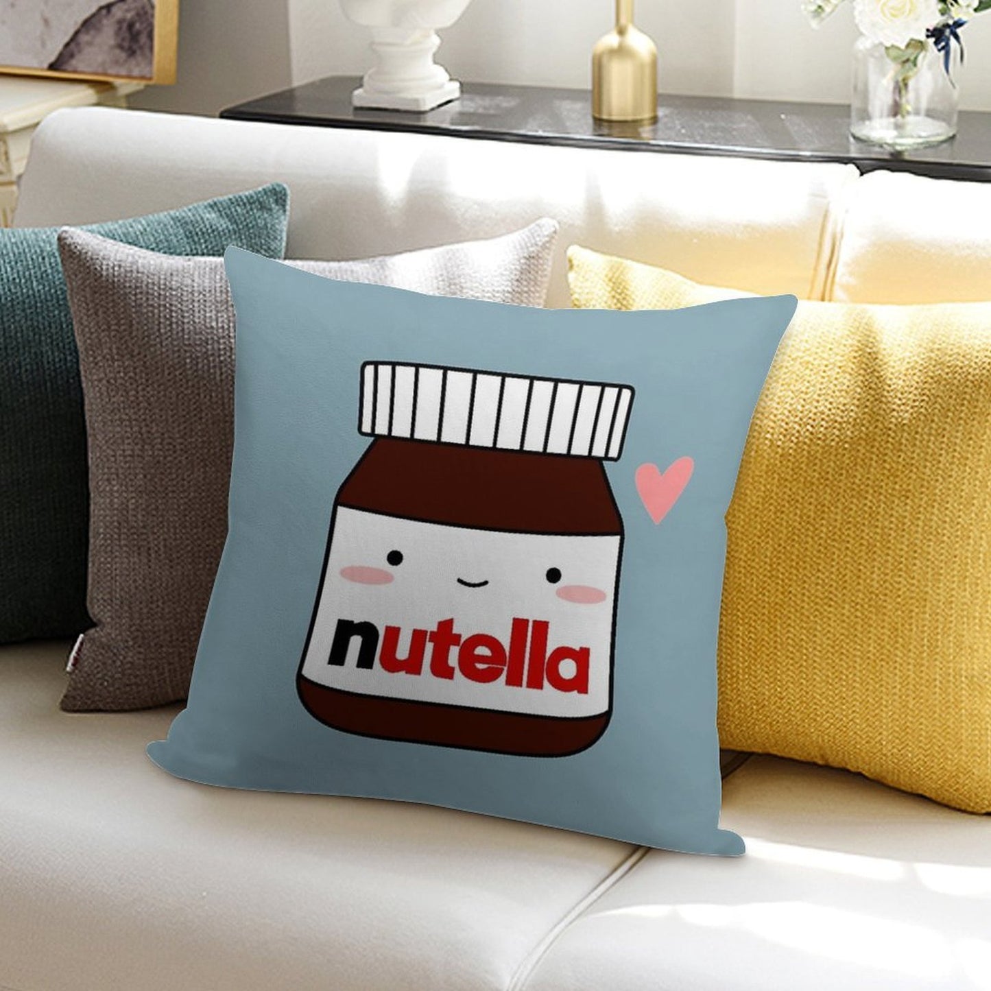 Cute Nutella Jar Soft Fade-Resistant Throw Pillow