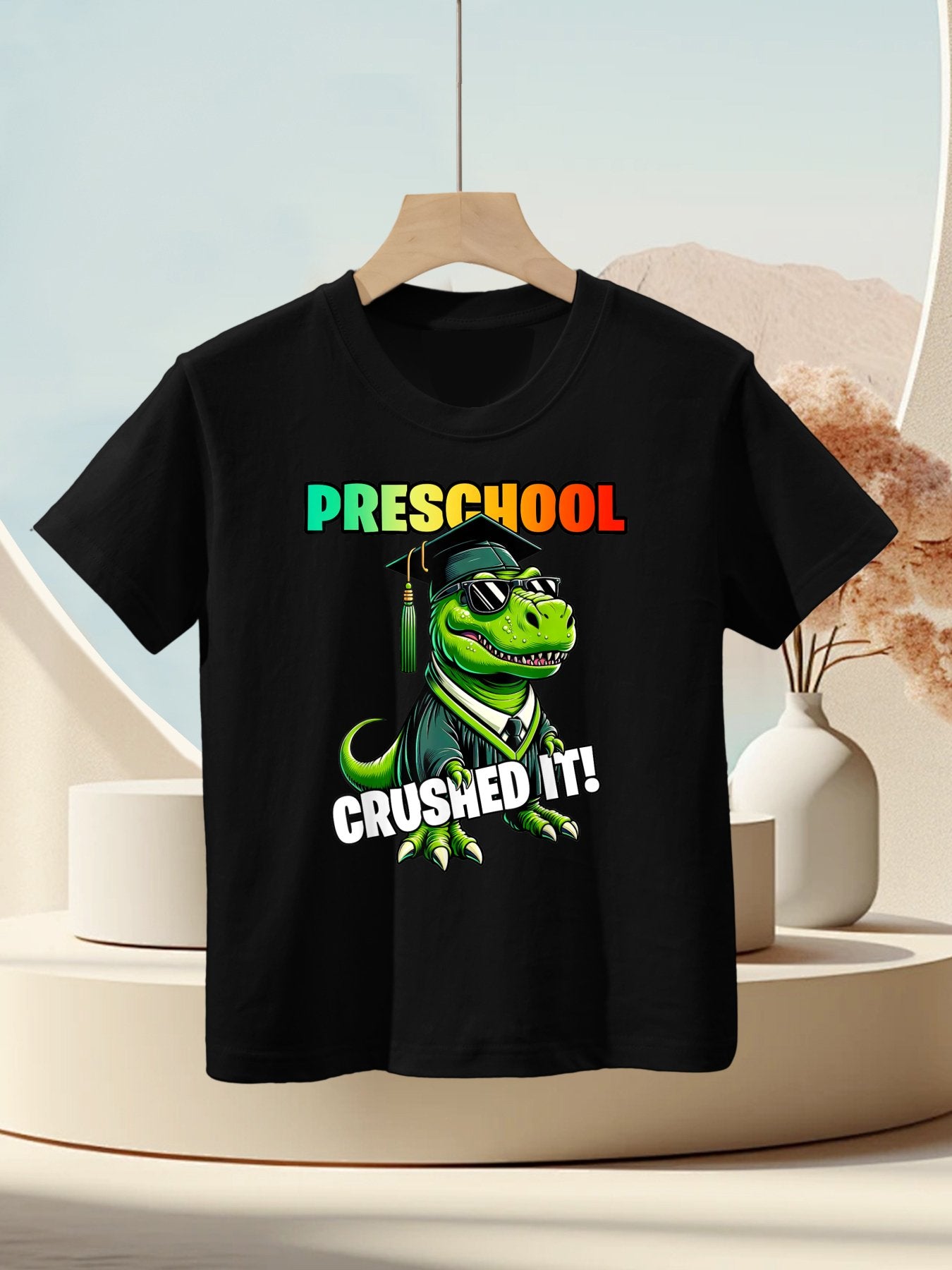 Graduation Preschool Dinosaur T Rex Crushed It Boys Grad Kids T-Shirt