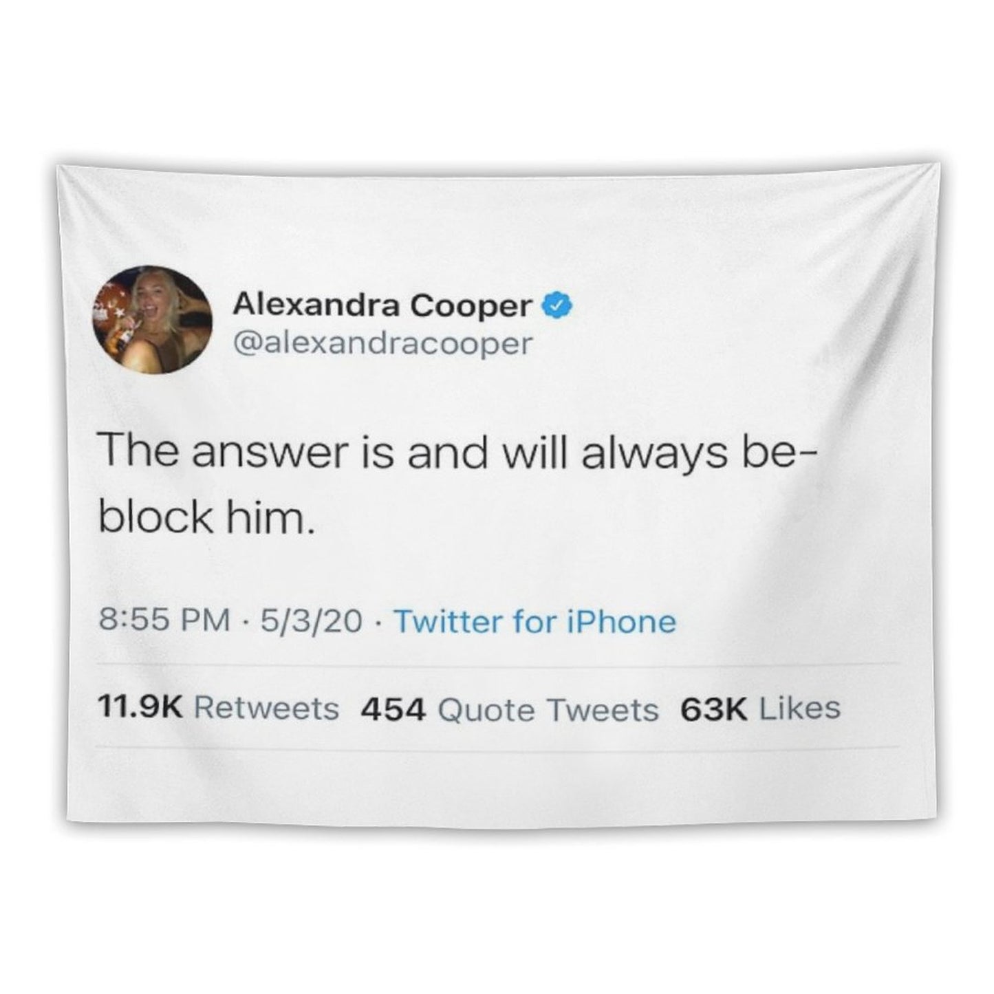 The Answer Will Always Be Block Him Alex Cooper Tweet Call Her Daddy Tapestry
