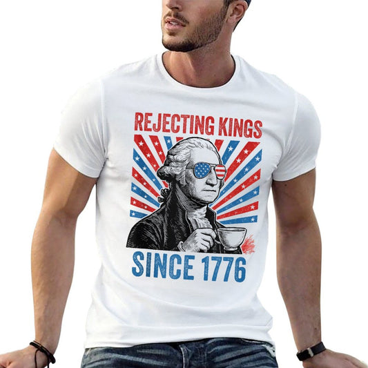 US Rejecting Kings Since 1776 4th of July Outfit  Heathered Texture T-Shirt