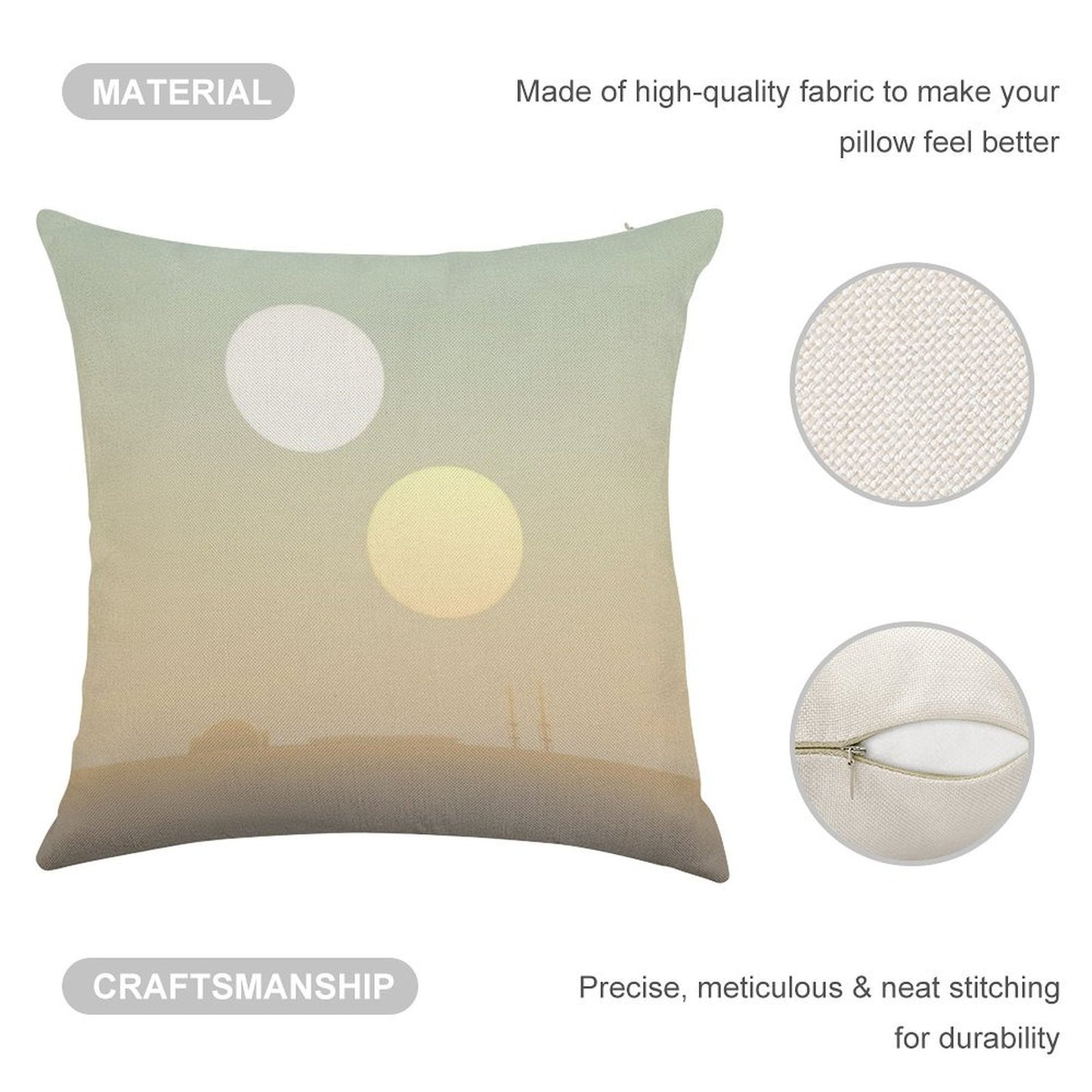 Two Suns Linen Throw Pillow Cover