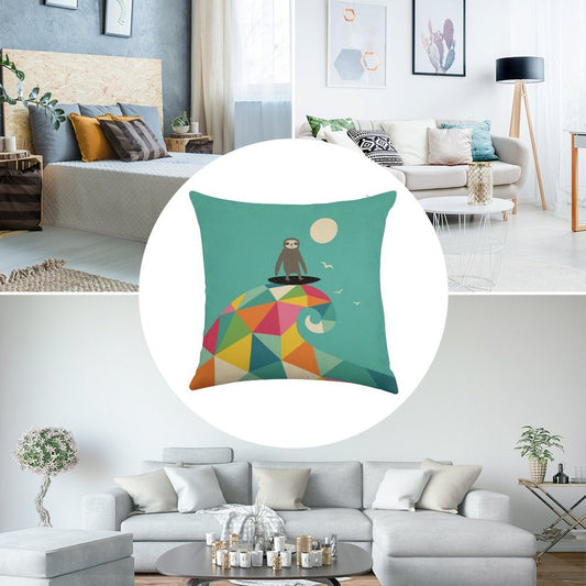 Surfs Up Linen Throw Pillow Cover