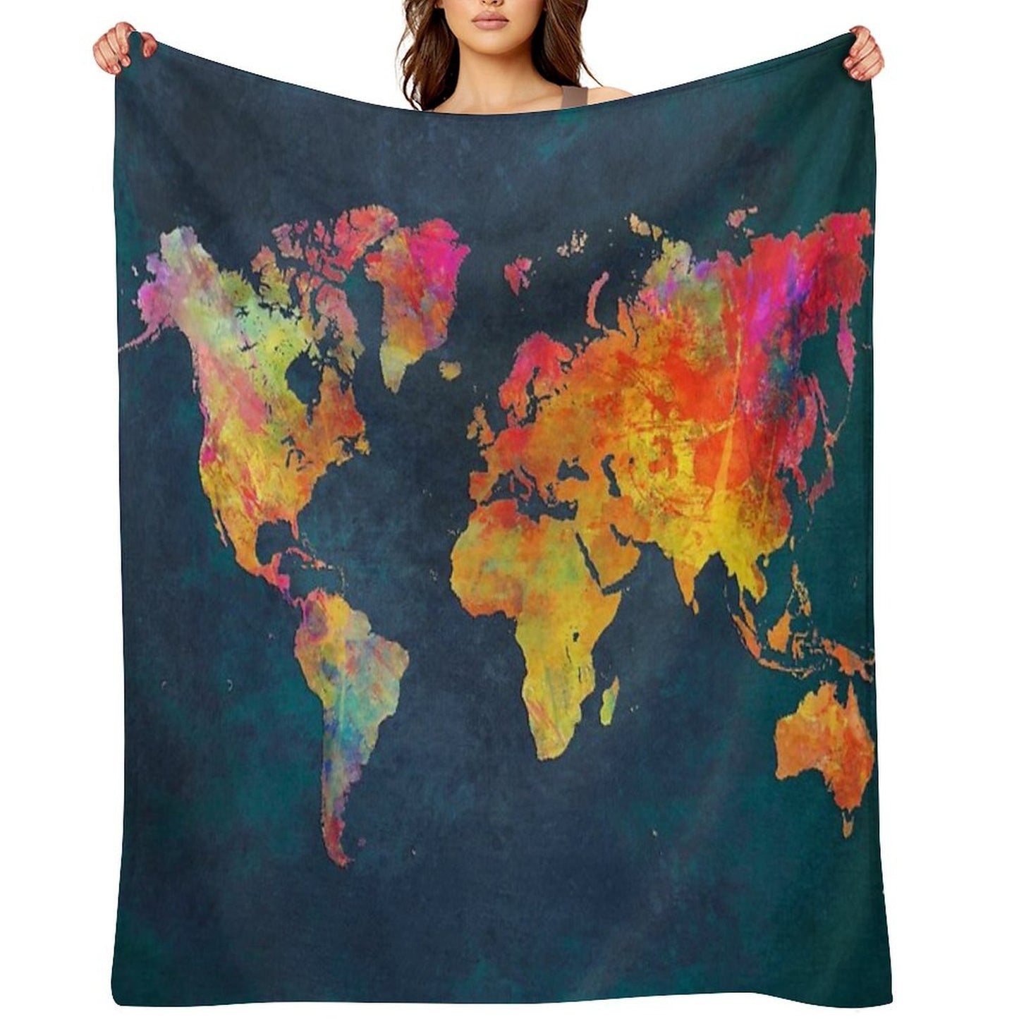 World Map Throw Blanket