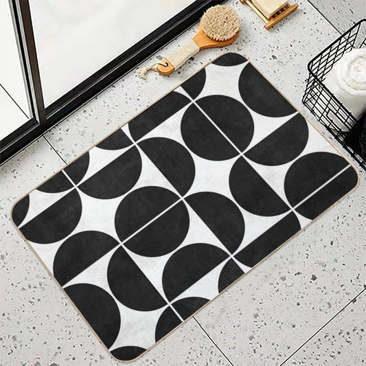 Mid-Century Modern Pattern No.3 - Black And White Concrete Bath Mat
