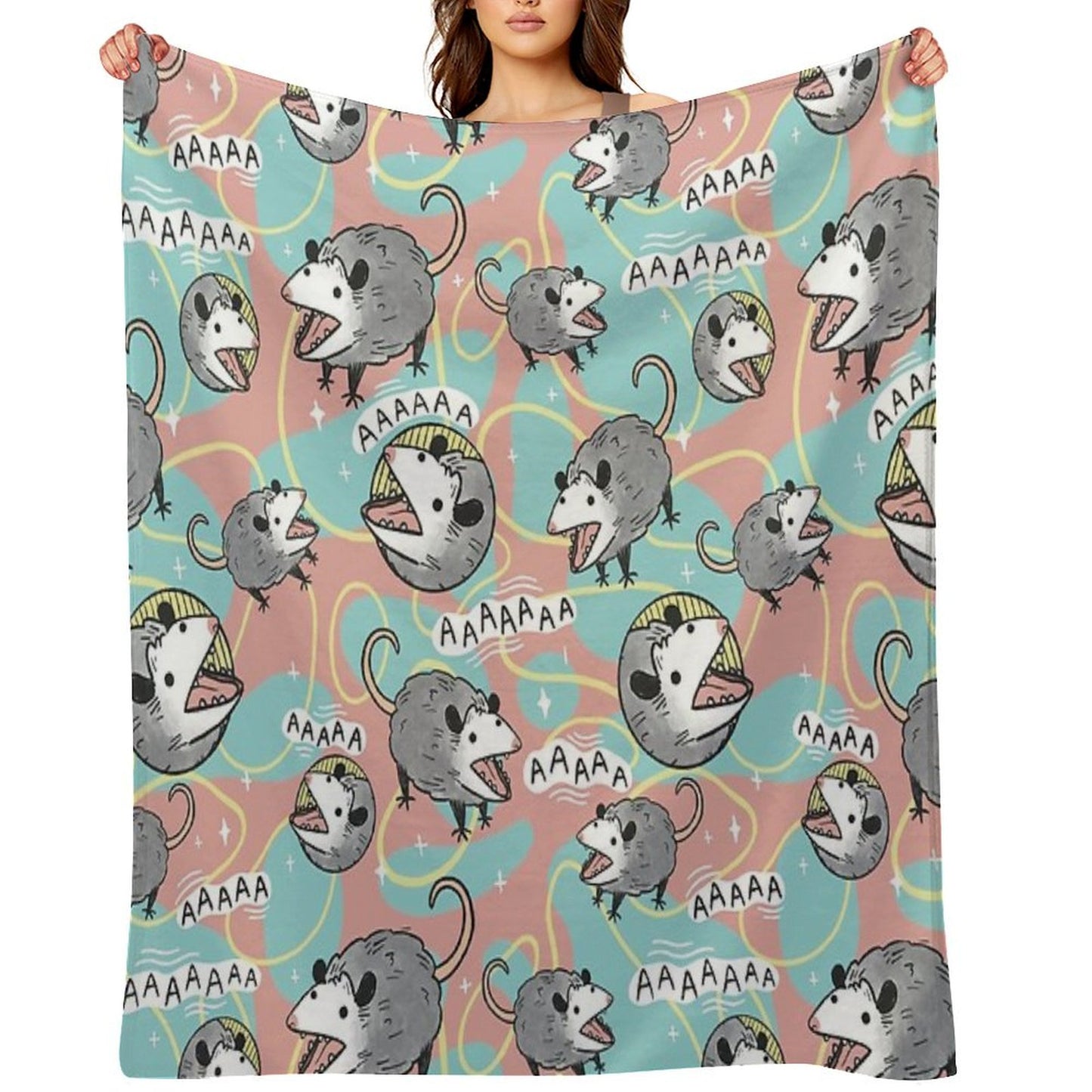 Opossum Screm Throw Blanket