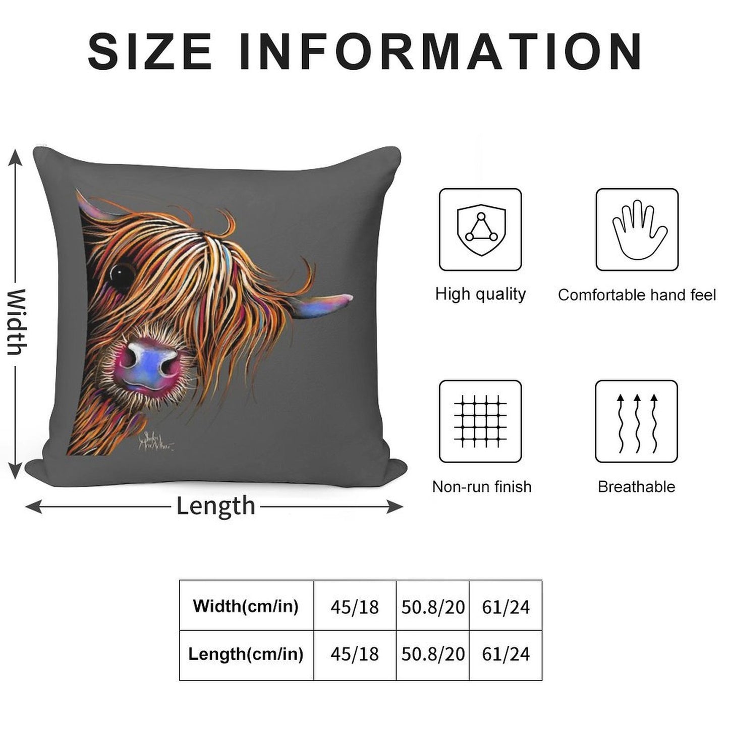 HiGHLaND CoW PRiNT SCoTTiSH ' SuGaR LuMP ON GReY ‘ BY SHiRLeY MacARTHuR Soft Anti-Pilling Throw Pillow