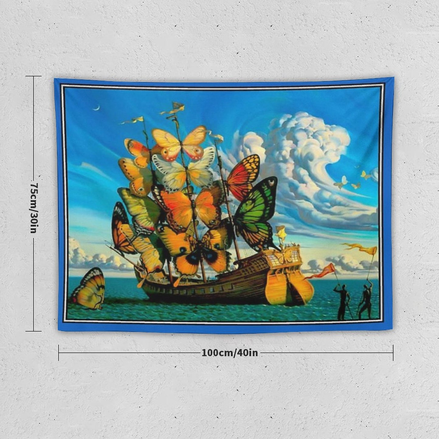 BUTTERFLY SHIP Vintage Surreal Abstract Fantasy Print Tapestry