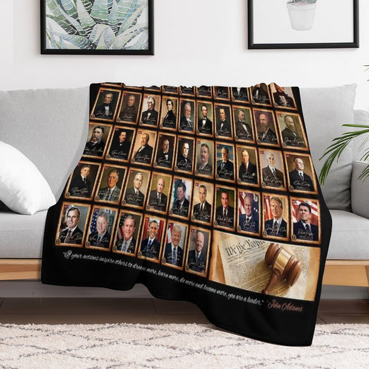 Presidents of The United States of America Horizontal in Full Color Throw Blanket