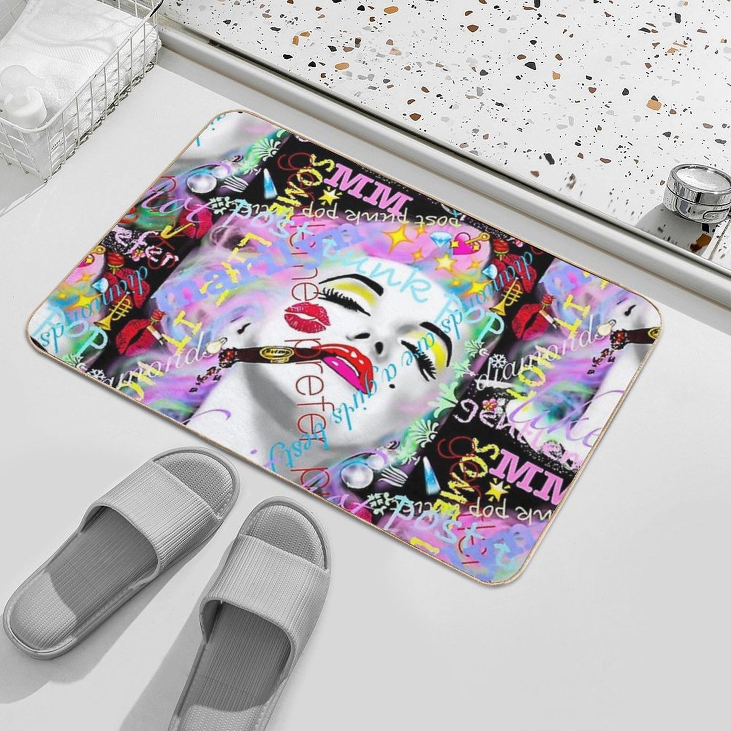Marilyn Monroe with Graffiti Bath Mat