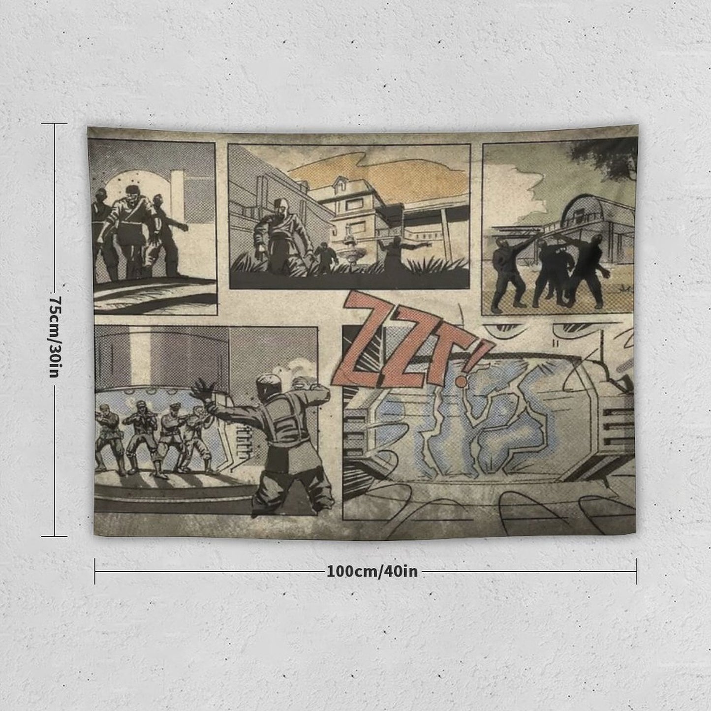 Zombies Loading Screen Comic Tapestry