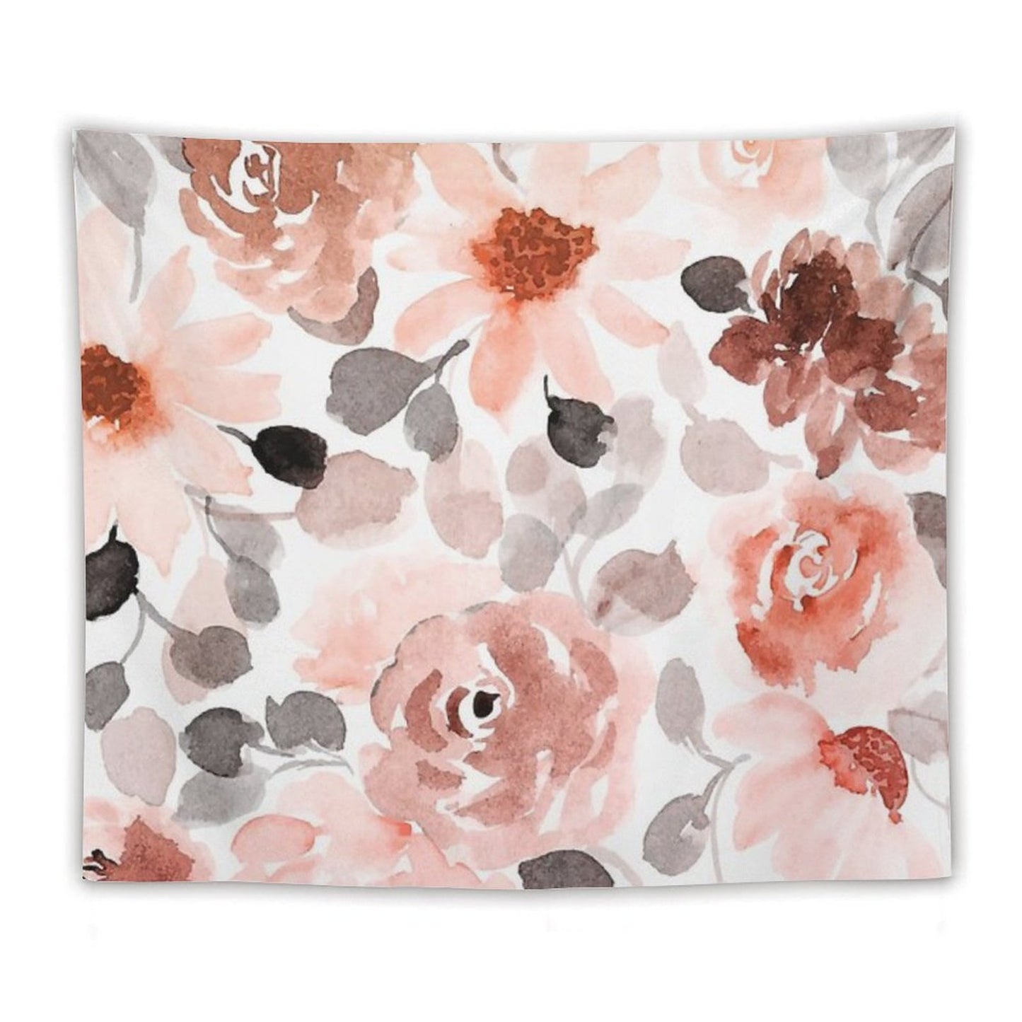 Floral, Watercolor, Soft, Pastel, Rose Gold, Blush Pink And Gray Tapestry