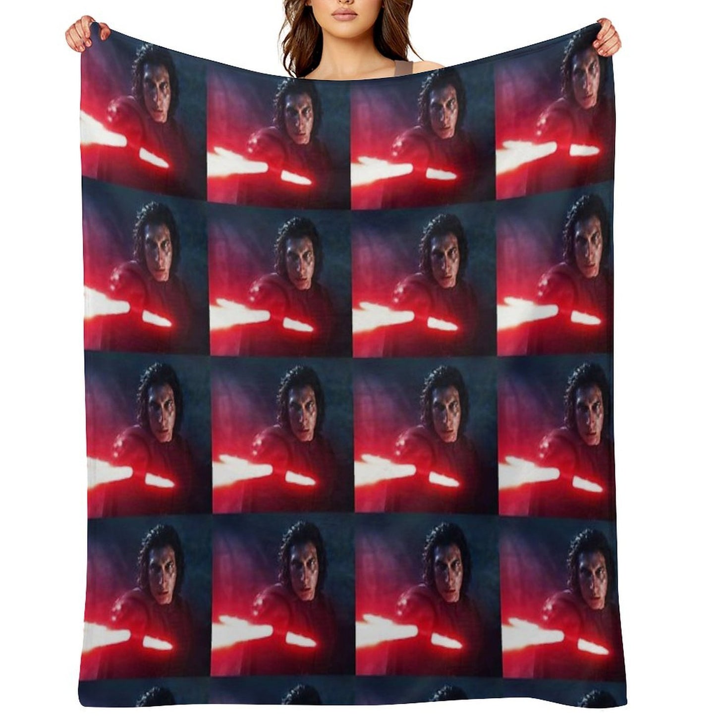 Adam Driver with Saber Edit Throw Blanket
