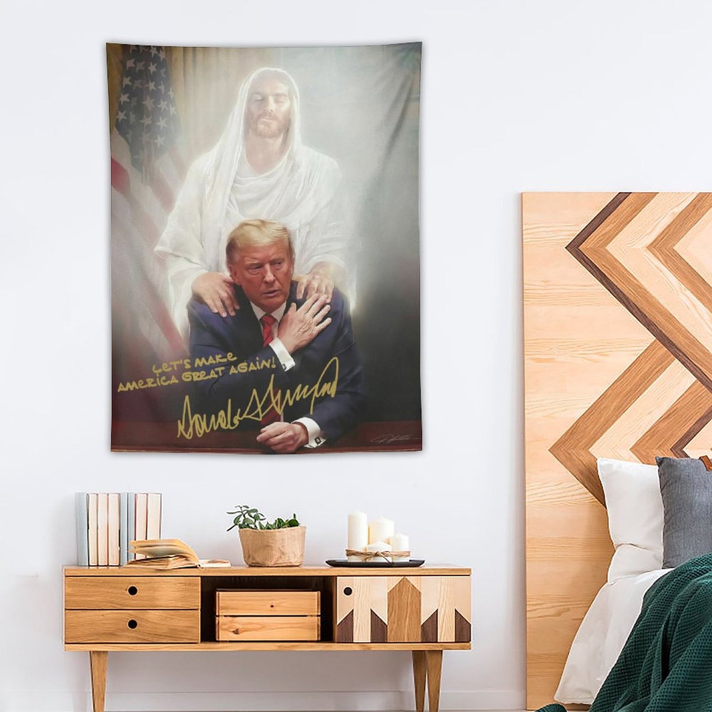 Let's MAGA Jesus Merch Tapestry