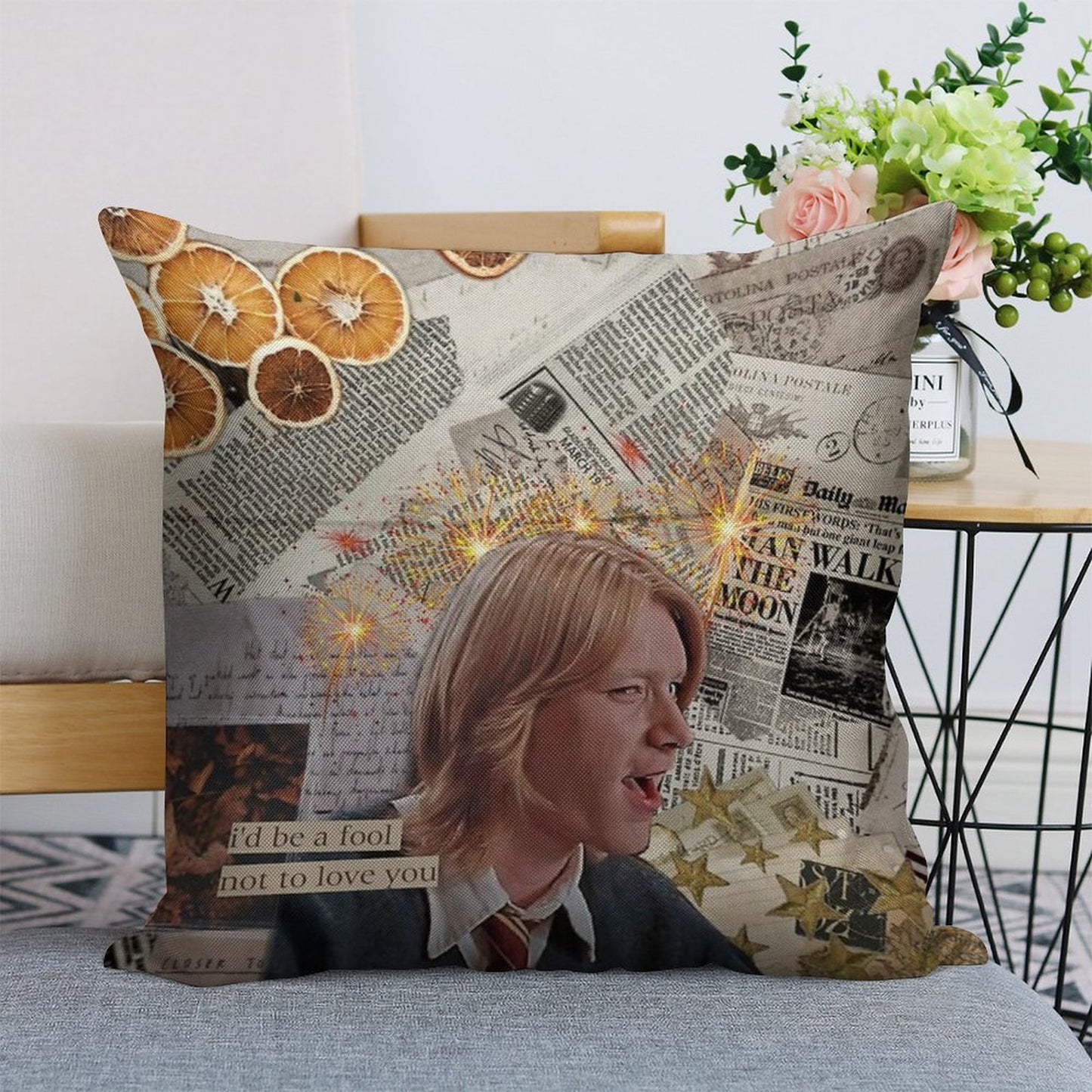 The Boy Who Was Laughing Until The Very End  Fred Weasley Linen Throw Pillow Cover