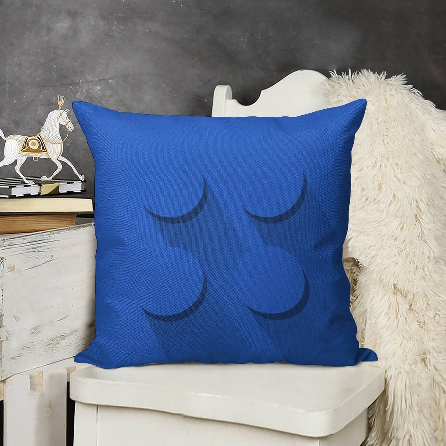 Blue Brick Linen Throw Pillow Cover
