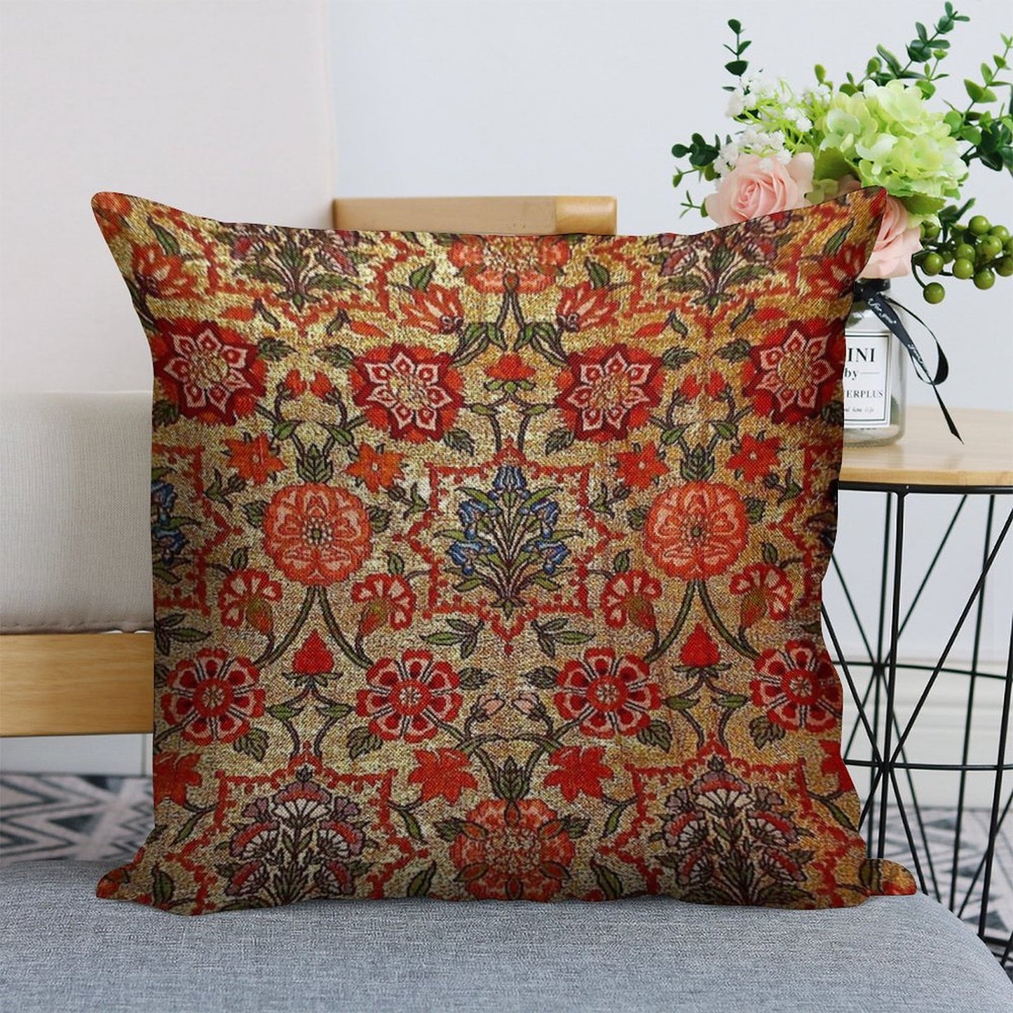 Ancient Turkish Tapestry Linen Throw Pillow Cover