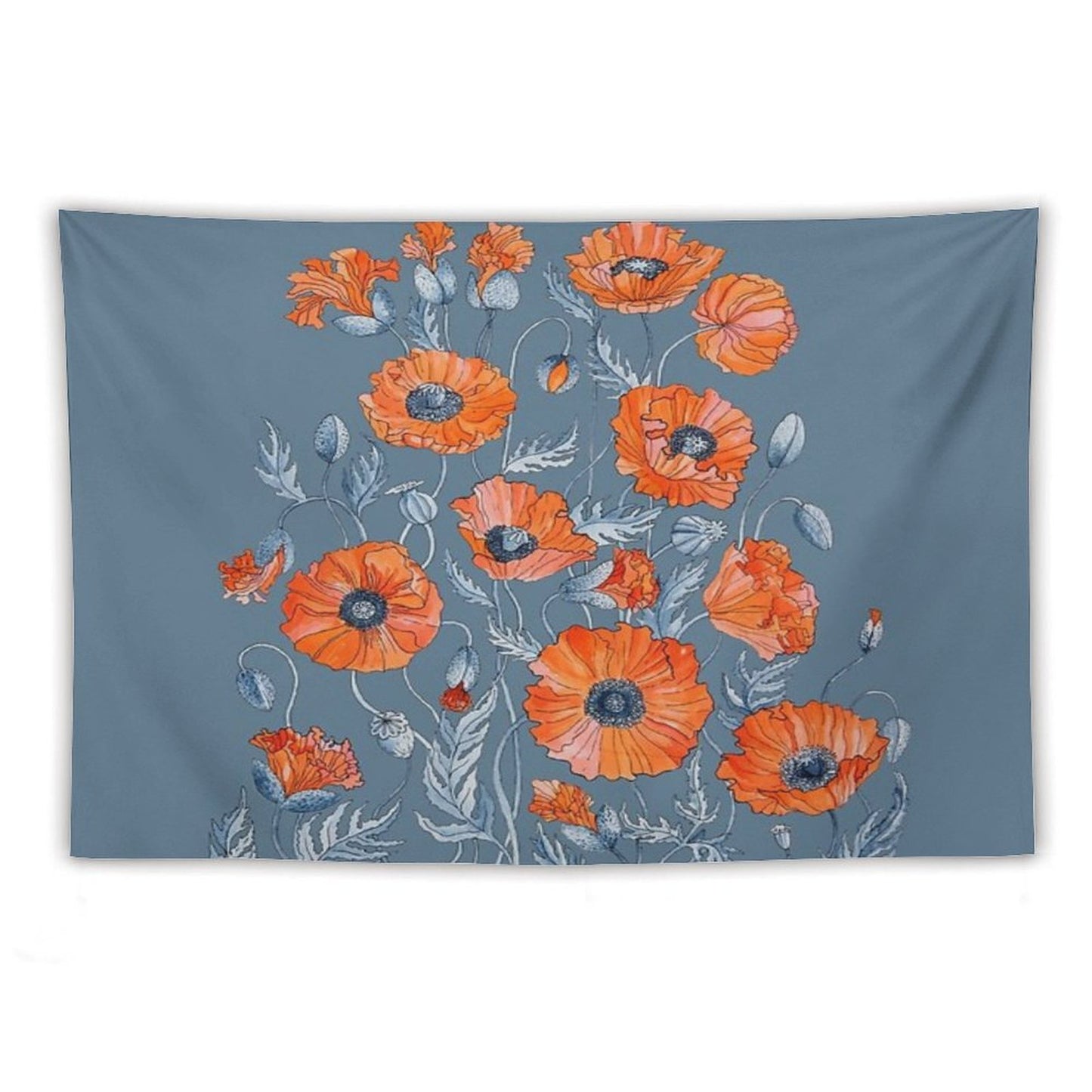 Poppies Floral Botanical Art Tapestry