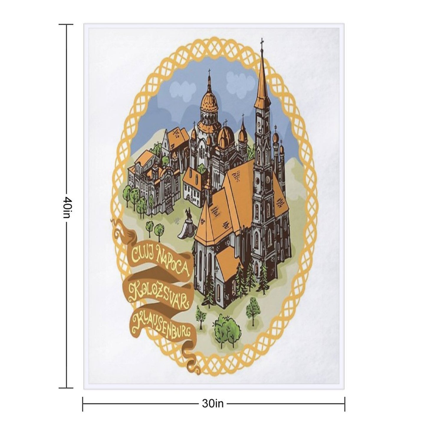 Transylvania Cities Illustration Cluj Napoca, Kolozsvár, Klausenburg Throw Blanket