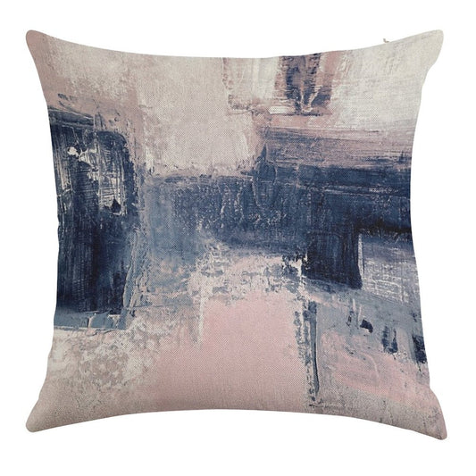 Pink And Navy 2 Linen Throw Pillow Cover