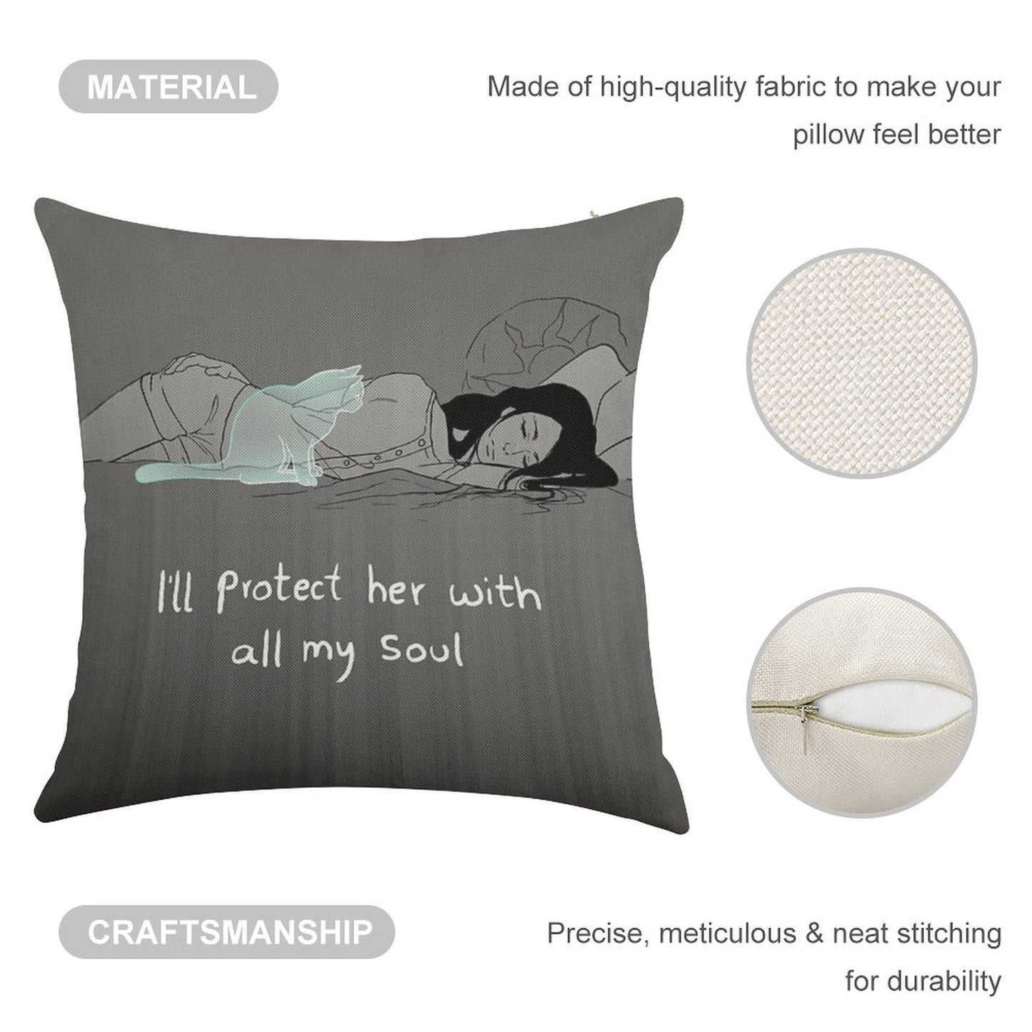 Guardian Soul Linen Throw Pillow Cover