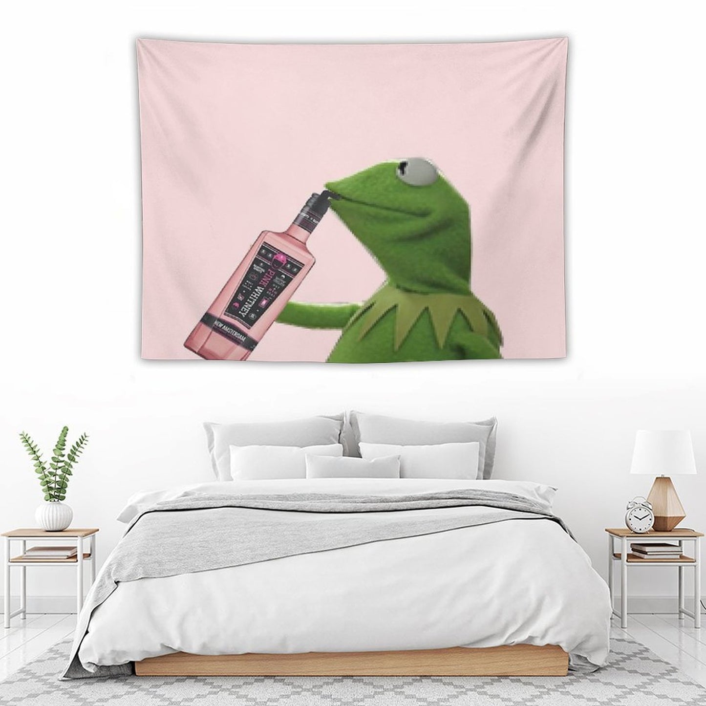 Kermit Sipping Pink Whitney Tapestry