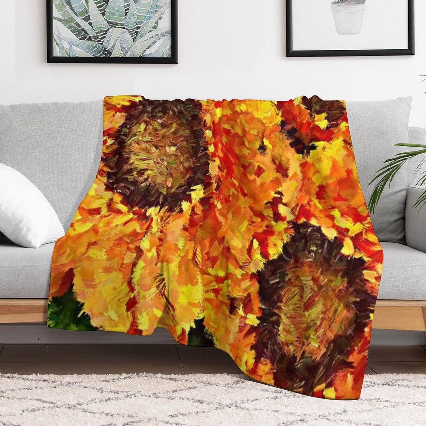 Sunflowers Abstracted Throw Blanket