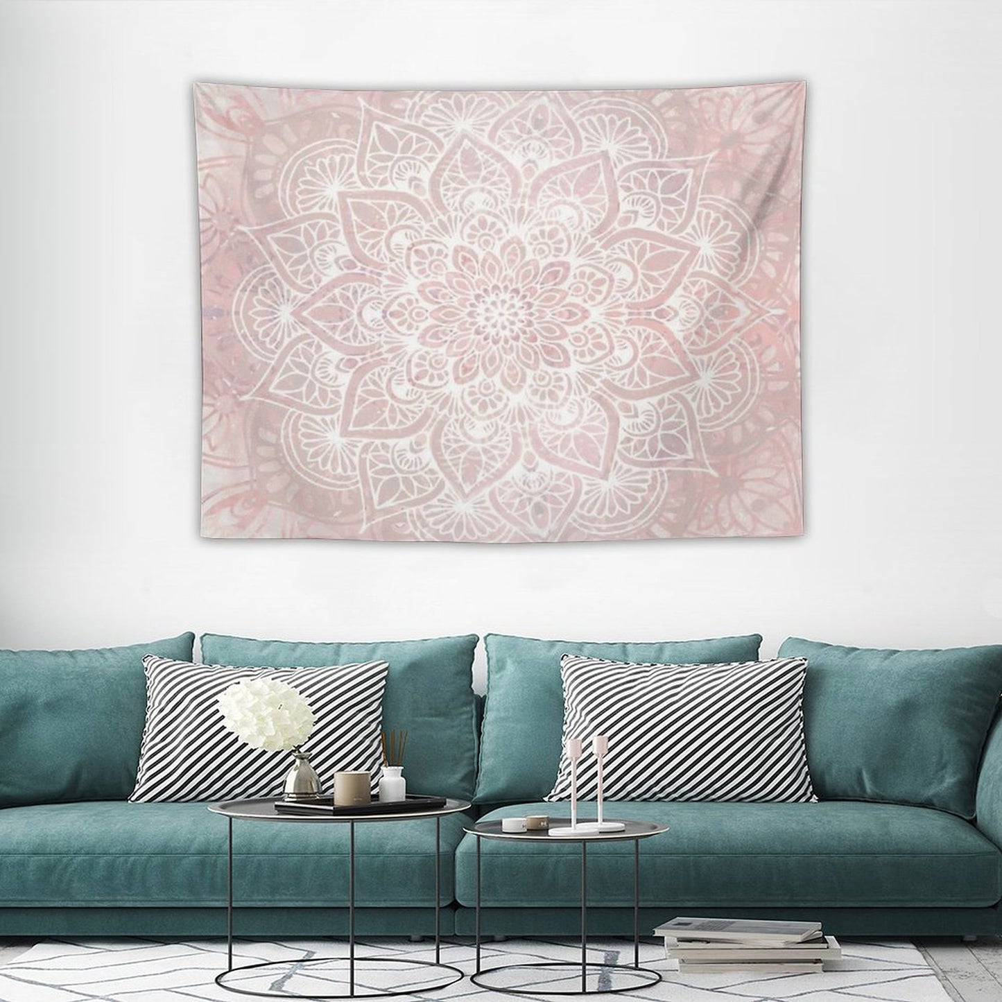 Mandala Yoga Love, Pastel Pink Tapestry