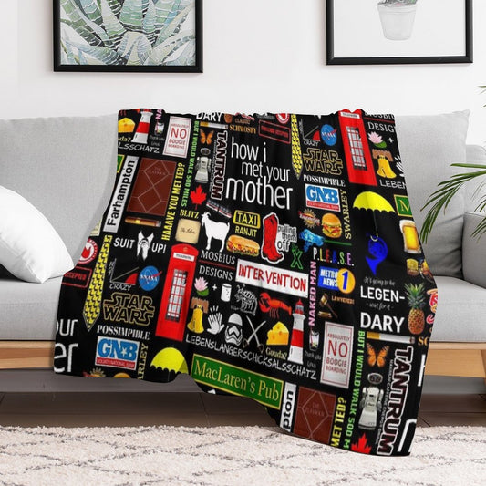 How I Met Your Mother Collage Poster Iconographic - Infographic Throw Blanket