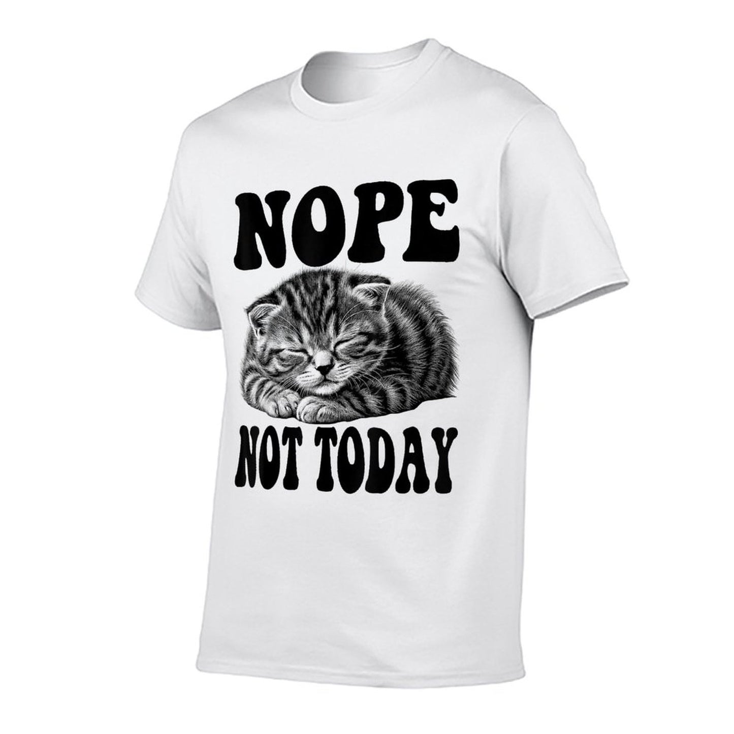 Nope Not Today Funny Cat Nope Not Today Short Sleeve Heathered Texture T-Shirt