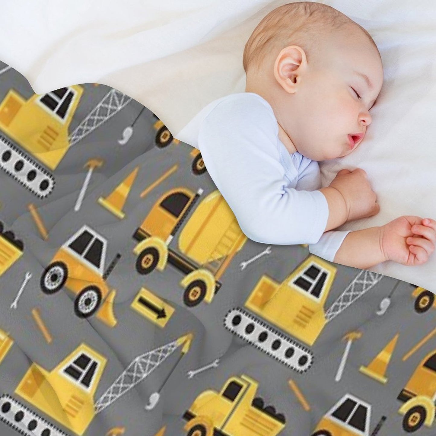 Construction Trucks on Gray Throw Blanket