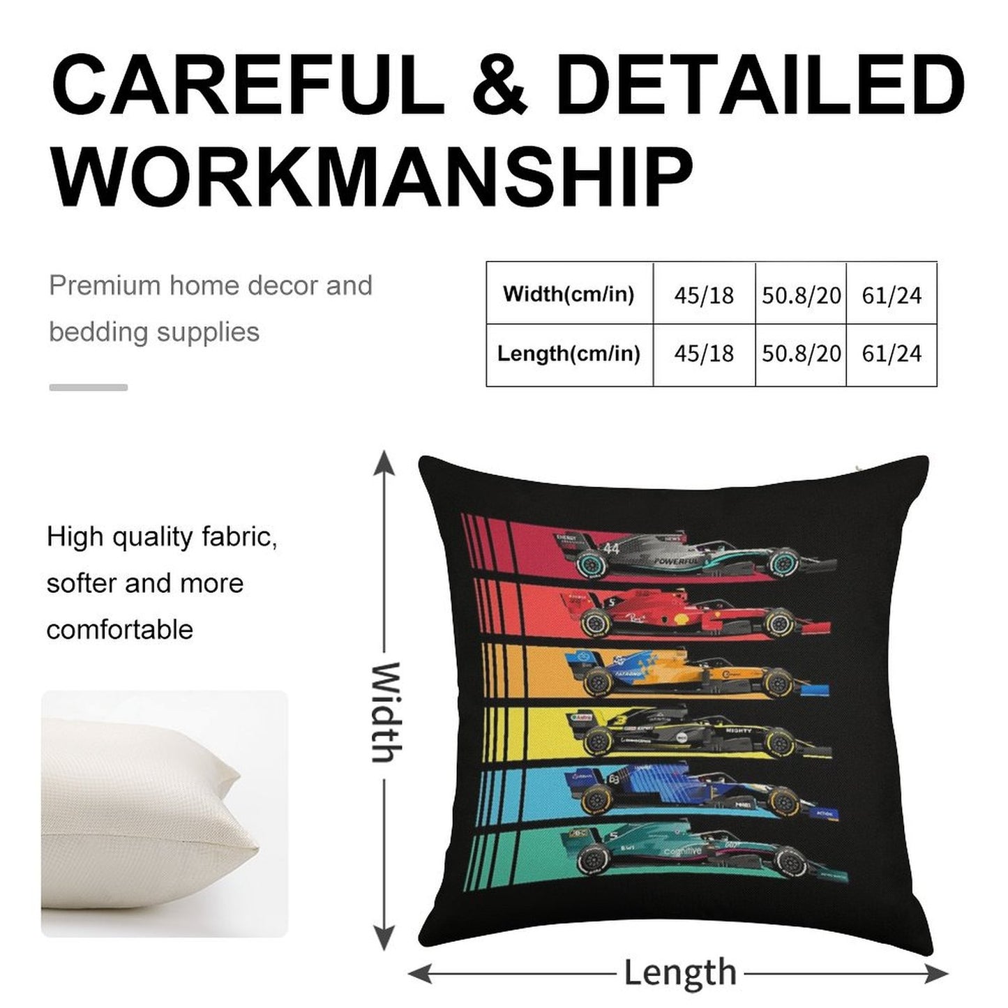 Formula Racing Cars 2023 Linen Throw Pillow Cover